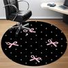 1pc Polka Dots Pink Bows Chair Carpet for Office Non Slip, Machine Washable Rug for Office, Room Holiday Decor for Christmas, Birthday Polyester