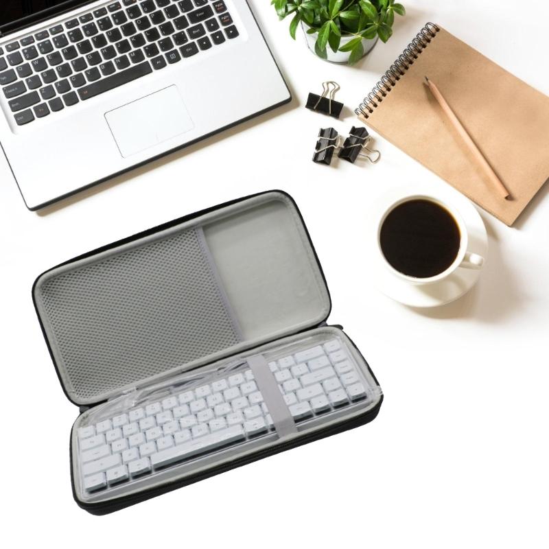 Hard Carrying Case Black Storage Bag Soft Gray Lining for ROG Falchion RX Low Profile Mechanical Wireless Keyboards