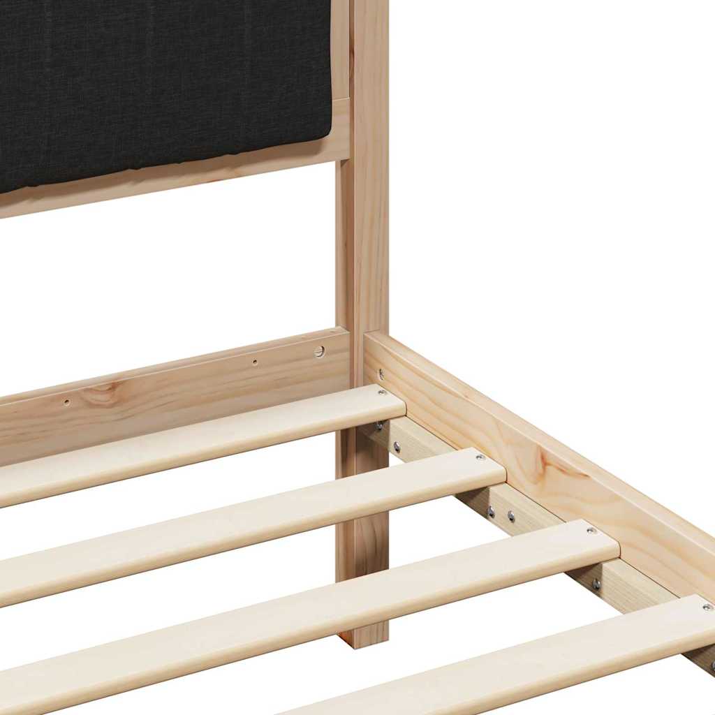 Brown and Black Bed Frame 120 x 200 cm Solid Pine Wood