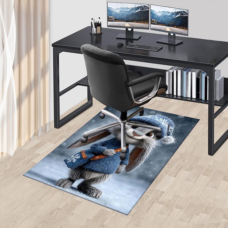 1pc Zootopia Judy Hopps Snowflake Chair Mat - Anime Cartoon Design Office Rug for Home Decor, Seasonal Gift, Anti-Slip Carpet Suitable for Office and