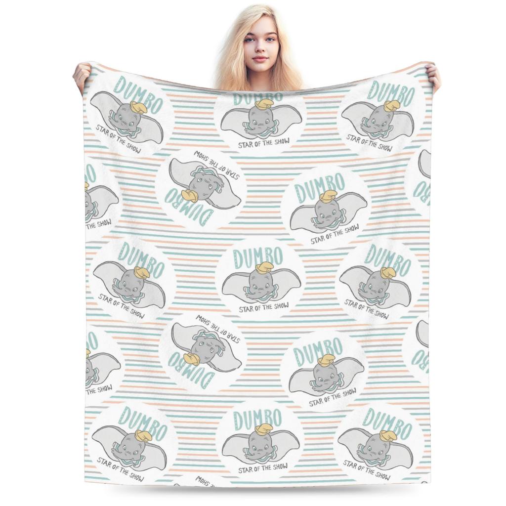 Dumbo Cartoon Blankets Velvet Spring Autumn The Flying Elephant Portable Warm Throw Blanket for Sofa Travel Plush Thin Quilt