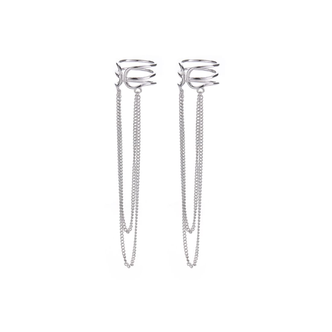 

SLUYNZ 925 Sterling Silver No Piercing Cuff Earrings Chain for Women Teen Girl Wrap Earrings Tassel Earrings Clip-on