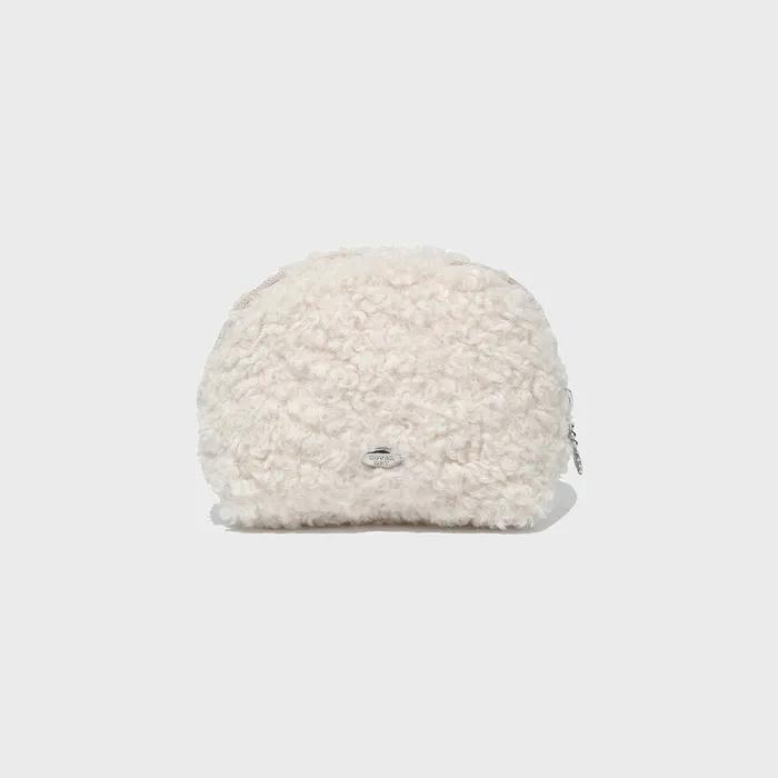 Clover Heart Fluffy Pouch Ivory