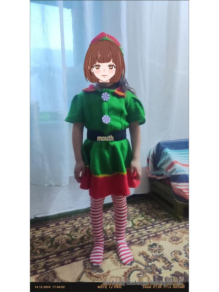 Świąteczny zielony kostium rodziny elfów na Boże Narodzenie i Halloween