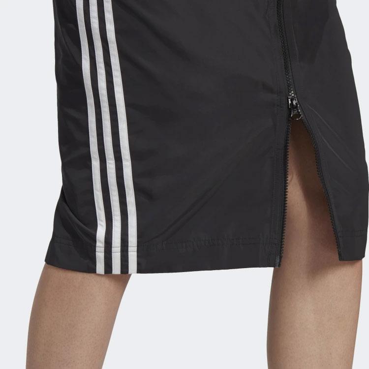 Adidas Originals Trefoil Striped Logo Embroidered Midi Skirt Women Bottoms Black HM2156