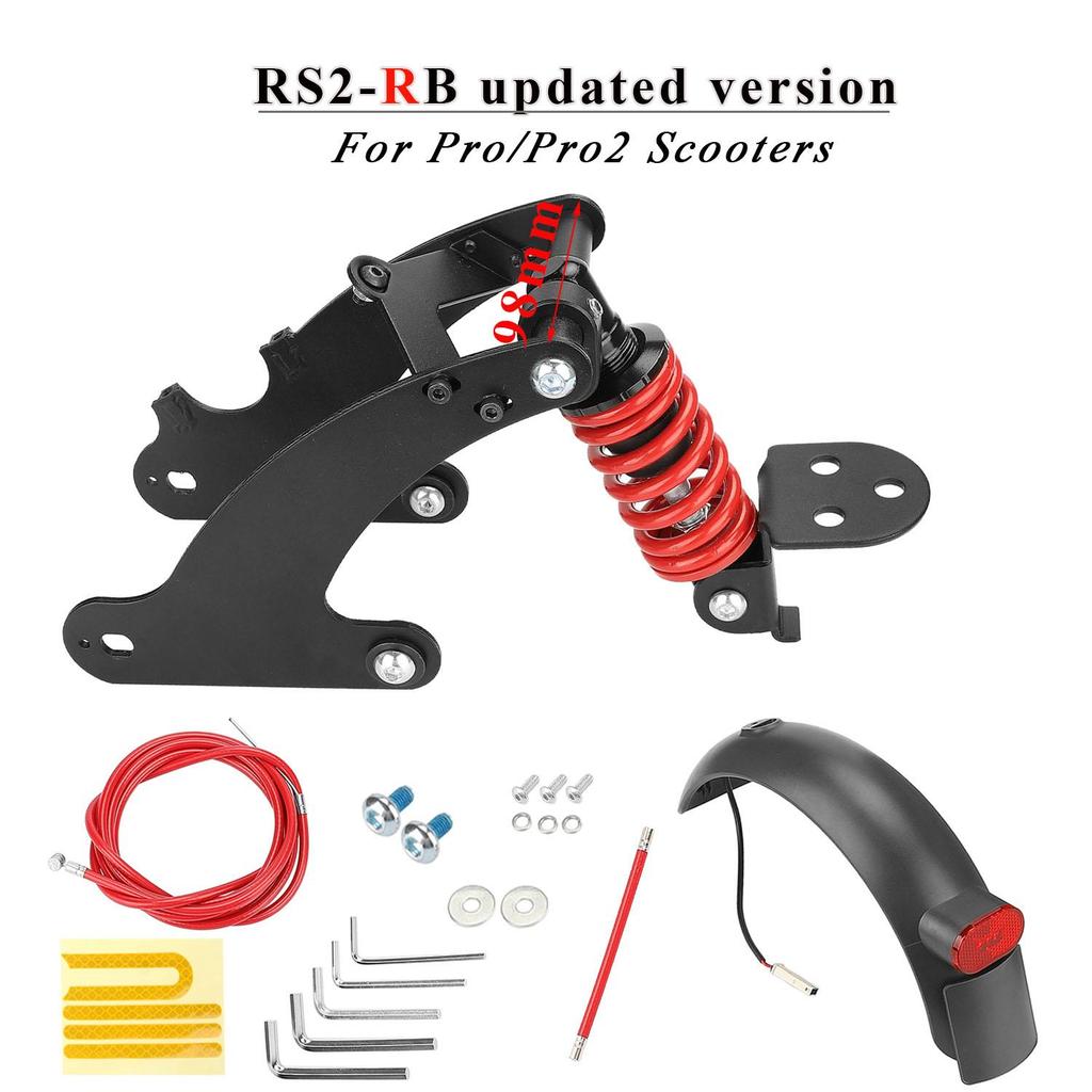 Red V2 Rear Suspension with Mudguard for Xiaomi Pro and Pro2 Scooter Rear Shock Absorber for Scooter Rear Spring Shock Absorber