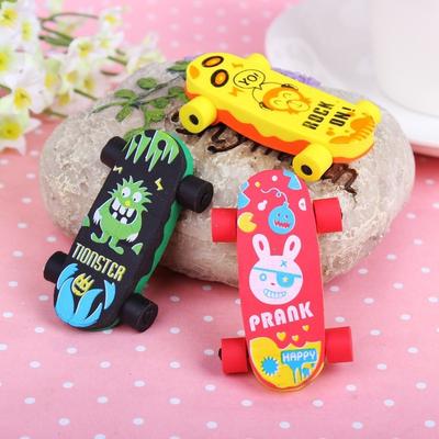 Kreativní Roztomilá Kawaii Skateboardová TPR Gumová Guma Pro Dětský Dárek Školní Školní Potřeby