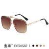 New European and American fashion double beam trimmed metal square sunglasses men's trend street sunglasses women