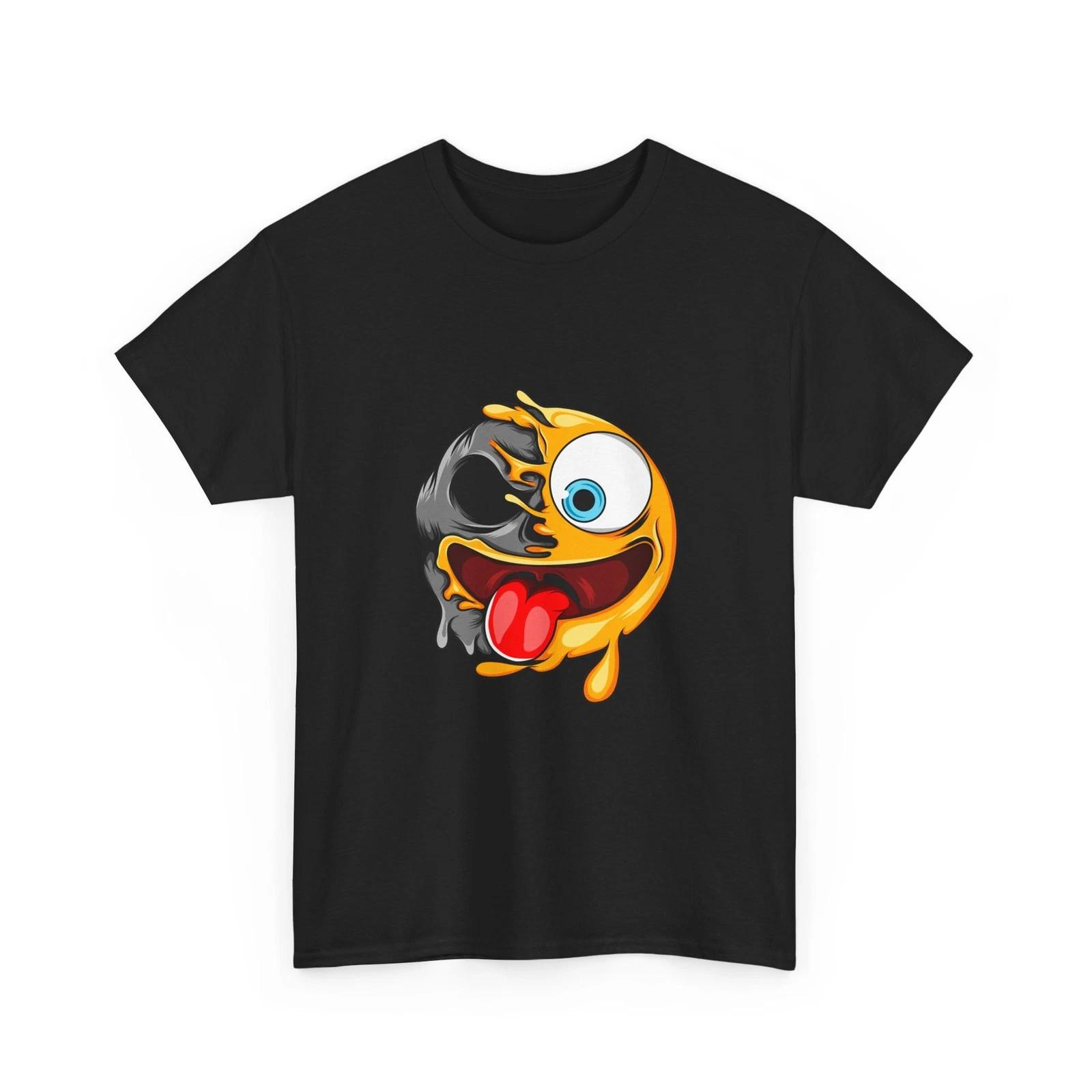 Melting Emoji Face T-Shirt | Dripping Goofy Smiley Tee, Cool T-Shirt, Tongue Out S