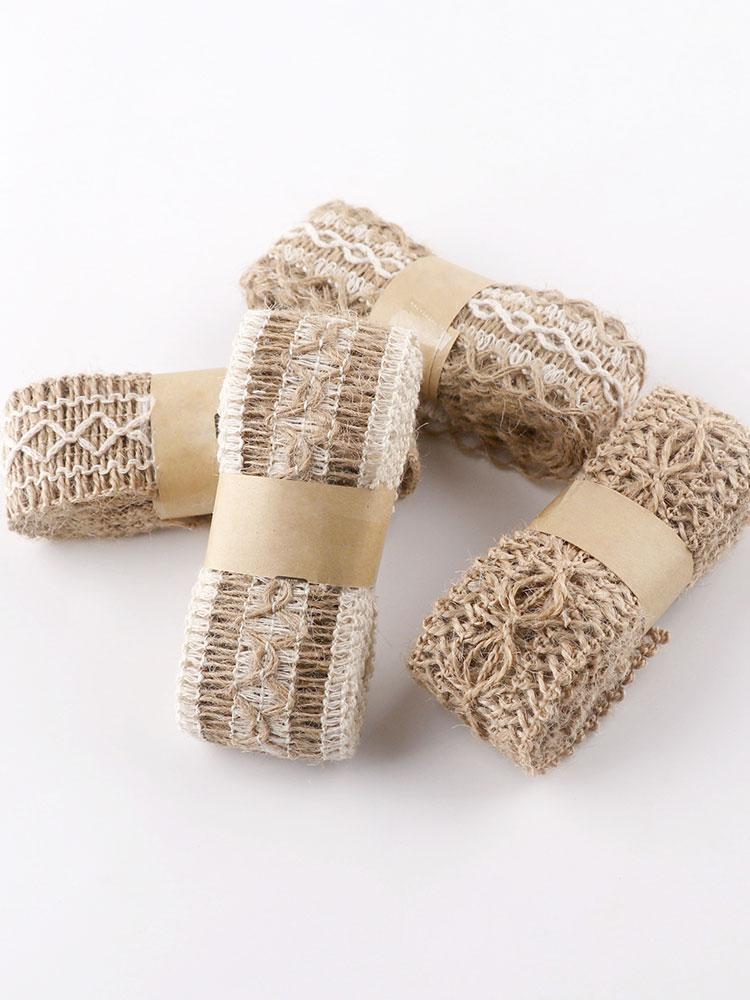 Lace Linen Roll Lace Hemp Rope Glass Bottle Decorative Rope Handmade Diy Material Weaving Wide Flat Hemp Weaving