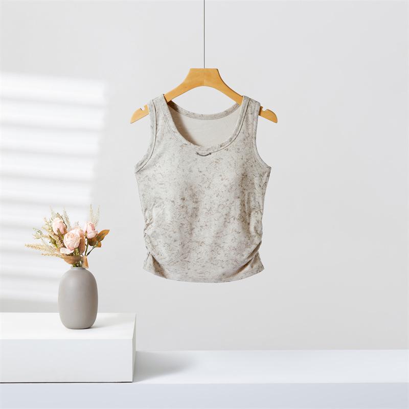 Women's Spring Slim Fit Tie-Dye Knitted Camisole with Chest Pads - Sweet & Spicy Retro Style