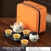 Ru Kiln Teapot Ceramic Beam Pot Light Luxury Chinese Teacup Tea Tray Small Set Household Kung Fu Tea Set Light Luxury Leather Bag