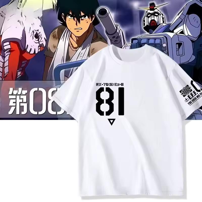 Mobile Suit Gundam 08MS Squad Ez-8 Logo Anime Printed Short Sleeve T shirt Men's and Women's T shirt Men's Top Sports T shirt