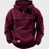 Men's Hooded Multi-Pocket Leather Patch Sweatshirt - European & American Style