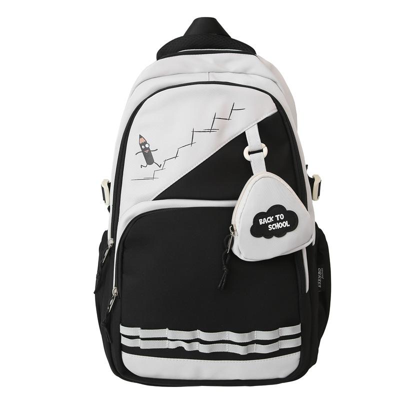 Schoolbag College Style College Student Backpack Mother and Child Bag Class School Bag ins Japanese Contrast Color Simple Trend Backpack Wholesale