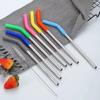 Reusable Stainless Steel Straws With Soft Colorful Silicone Tips Perfect For Smoothies Juices Cocktails Home Parties Daily Use