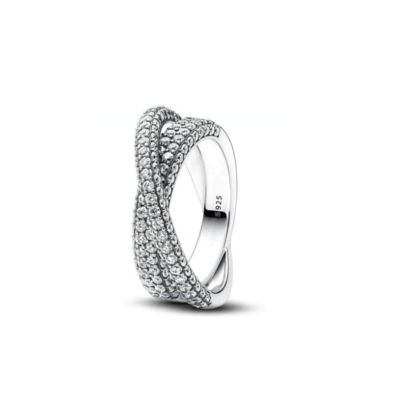 European New 925 Silver Size 6, 7, 8, 9 Heart-Shaped Flower Shaped Ring Suitable for Wedding Parties Women's Exquisite Luxury