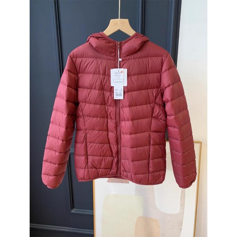 White duck down women's hooded soft, comfortable and warm, fashionable and light down jacket, winter
