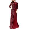 V-O-S WOMEN's WEAR Plus Size Evening Party Medieval Floral Print 3/4 Sleeve Maxi Dress Gown