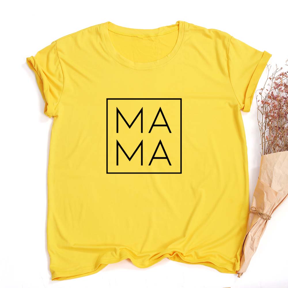 Women Tshirt Mama Square Print Casual Mom Life Mother S Day Harajuku Shirt Aesthetic Korean Female