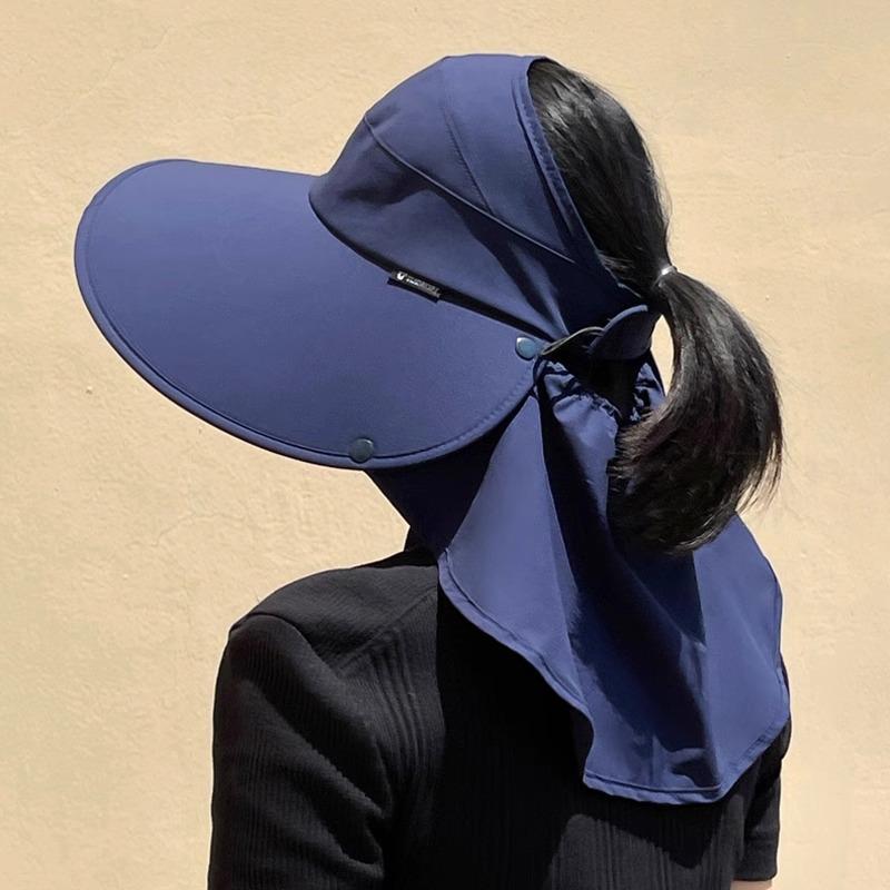 Hat Women's UV Protection Empty Top Hat Outdoor Large Brim Bucket Hat Face Protection Neck Protection Sun Hat Summer