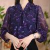 2026 Spring Fashion Lace-up Printed Versatile Age-Reducing Shirt Top