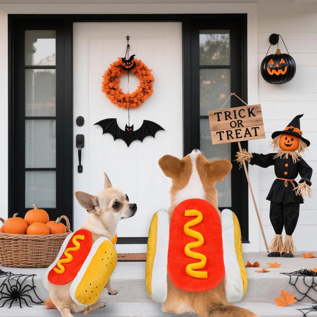 Dog Halloween Costumes Funny Pet Dogs Hot Dog Costume for X-Small Small Medium Dogs Cats Pets (Medium)