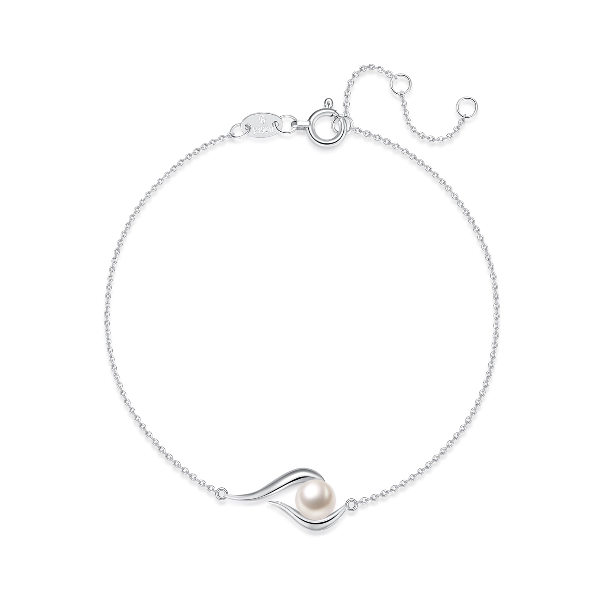 

FANCIME Genuine Pearl Bracelet for Leaf Natural Freshwater Gift Wrapping Perfect for and Women, Platinum, Motif, Pearls, PT950, Included, Mother s