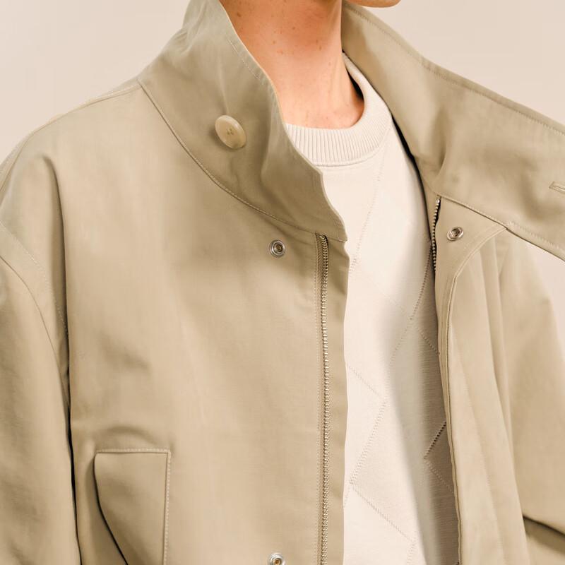 Croquis Men's Loose Fit Stand Collar Long Trench Coat 9O9910480