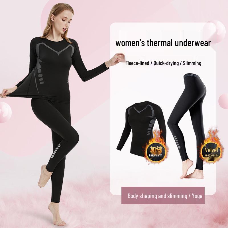 Women's Plus Size Velvet-Lined Yoga Pants - Warm, Stretchy, Slimming Base Layer for Winter Sports