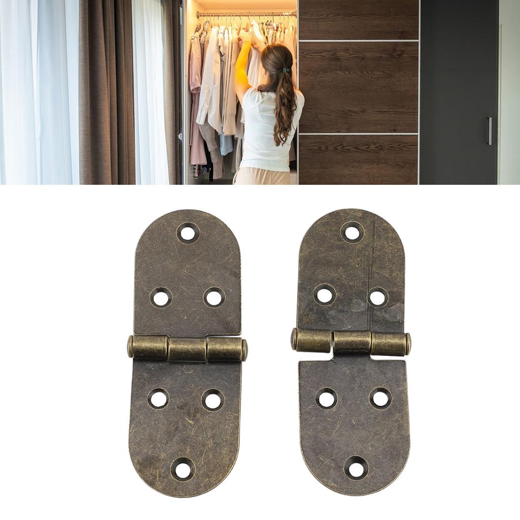 10 Pcs Folding Hinges, Heavy Duty Folding Flush Hinge 180 Degree Round Hinge Retro Sewing Machine Top Hinge with Mounting Screws for Sewing