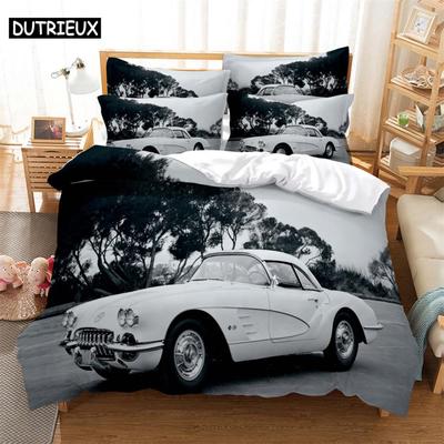 Biancheria da letto per auto 3 pezzi Stampa digitale Cartone animato Trama semplice Artigianato Per Nord America ed Europa Set letto Queen