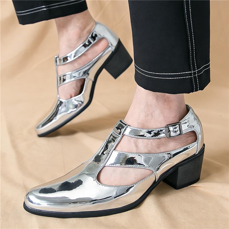 Summer Gladiators Pointed Charm Gold Silver Belt Buckle Casual Shoes for Men Roman New Breathable Beach Sandals Outdoor Slippers