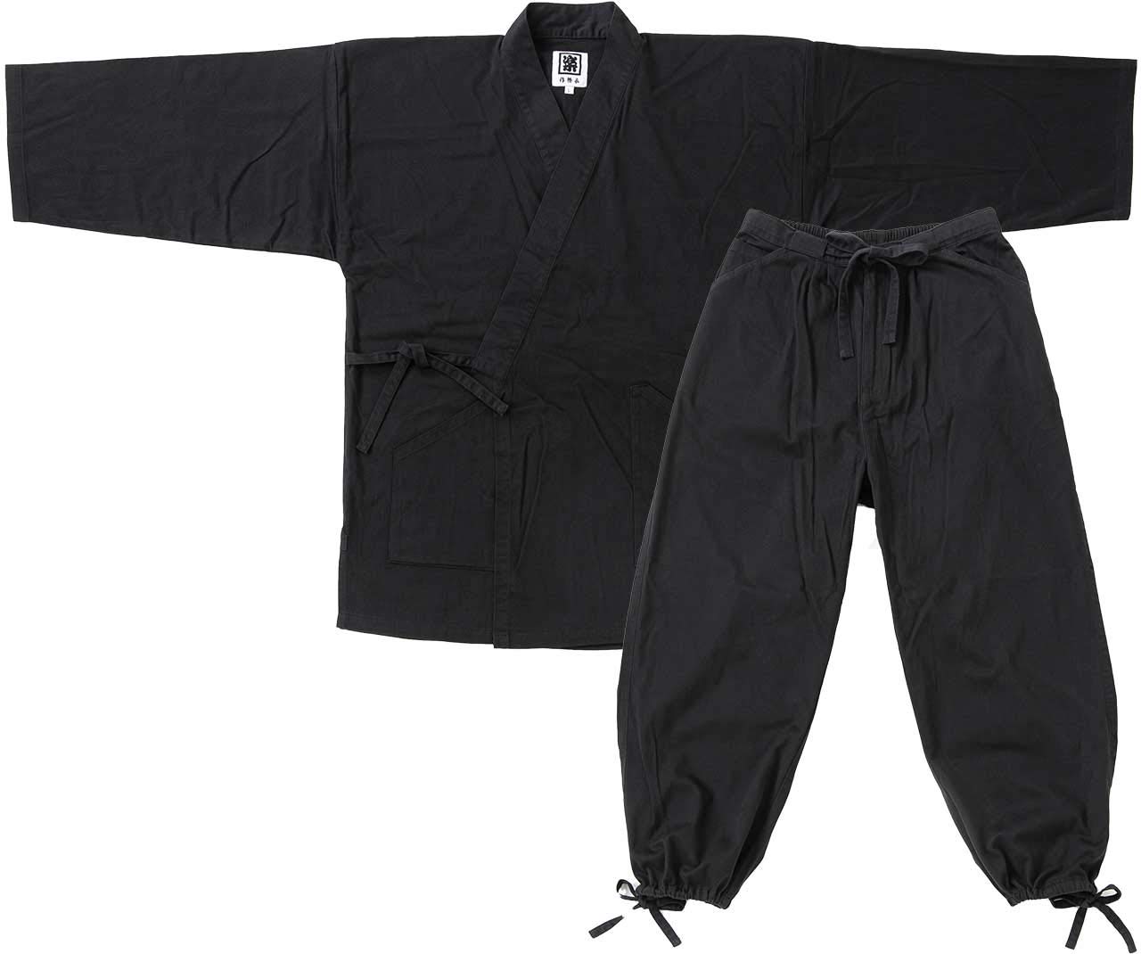 

[Saibunowami] Samue (Work Clothes) [Raku] Cotton Stretch Top and Bottom Set, Suitable for All Seasons, Available in 3 Colors (L, Black)