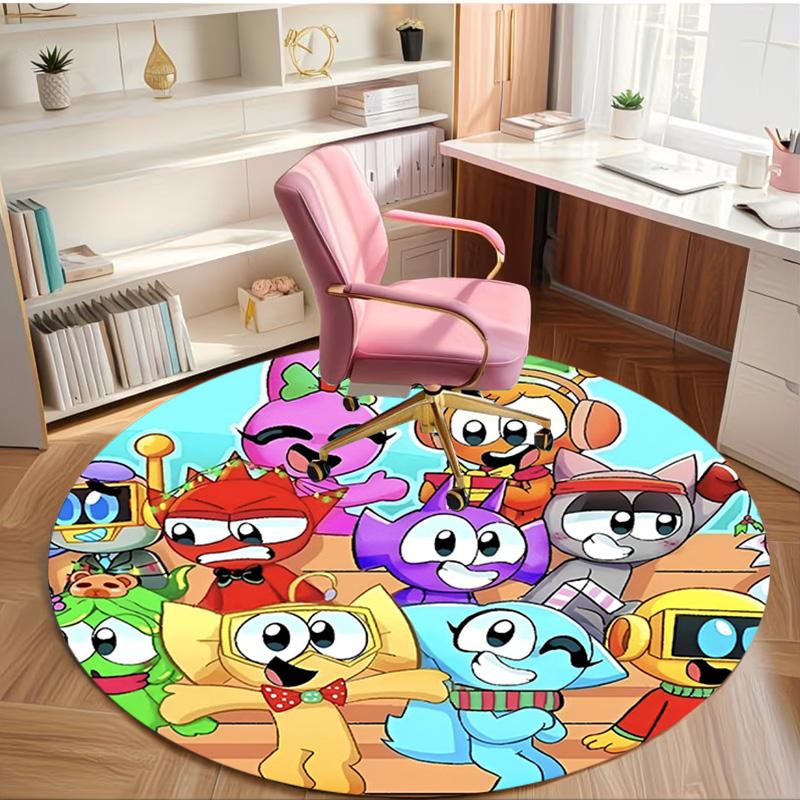 Sprunki Game Print Round Rug, Washable Floor Carpet, For Entryway Dorm Laundry Room Office Study, Home Decor Birthday Christmas Gift