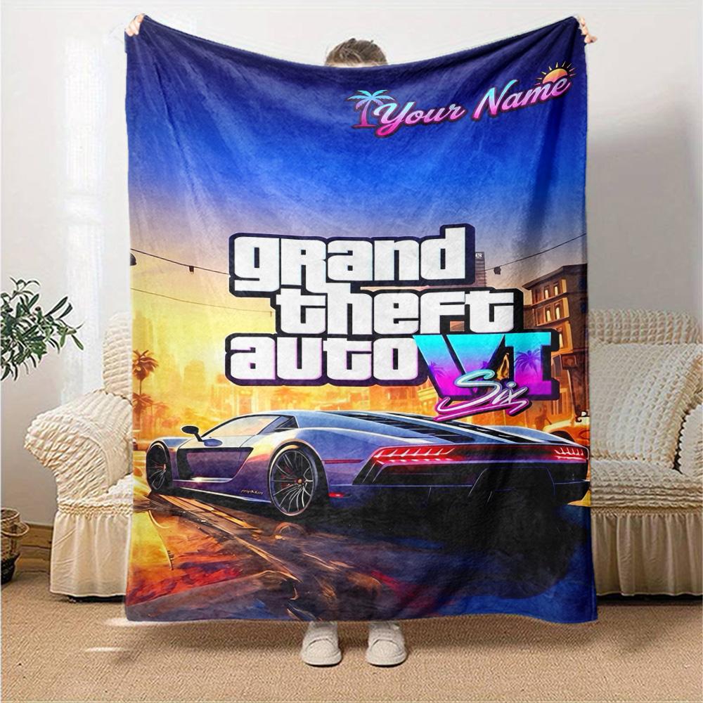 Gta Personalisierbare Textdecke Gemütliche Personalisierbare Decke Langlebiger Komfort für Sofa Büro Couch Picknicks Ganzjahres-Universal