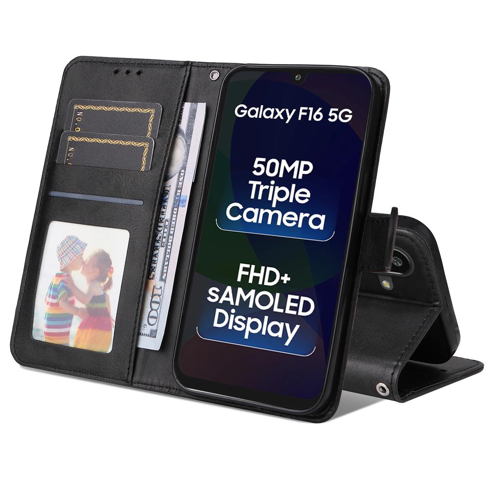For Samsung Galaxy F16 5G/Galaxy M16 5G Case Wallet PU Leather Folio Flip Phone Cover