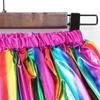 2024 European & American Dance Tutu Skirt - Girls' Rainbow Hot Stamping Midi Skirt with Lining for Performances & Parties.