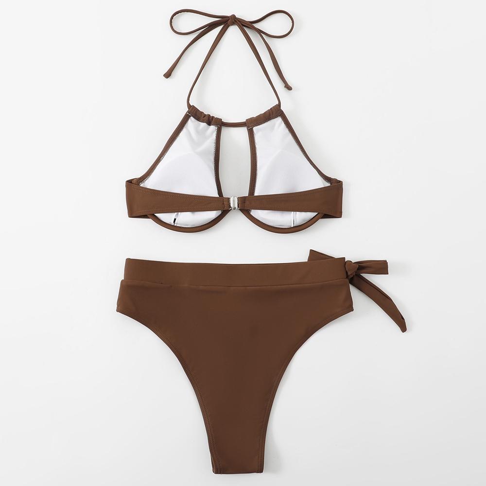 

Женский сексуальный ажурный бретельки однотонный раздельный купальник из двух частей бикини M