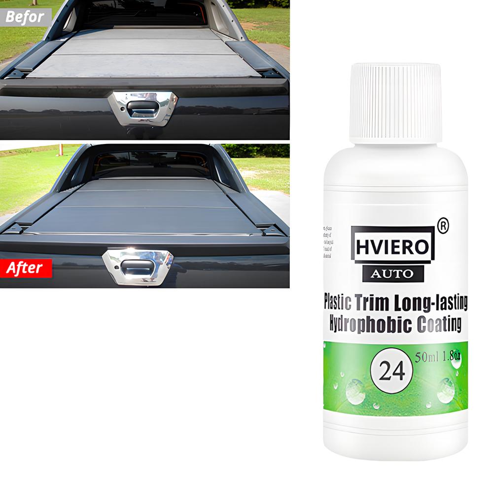 HVIERO-24 Plastic Trim Coating Long-Lasting Hydrophobic Car Exterior Plastic Restorer Aging Plastics Turn Black Bright 20/50ml
