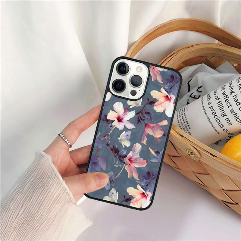 Tropical Flowers Phone Case For iPhone 17 Air 16 15 14 11 12 13 Pro  MAX Plus coque Cover Shell