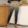 Damen Yoga-Leggings mit goldenem Diamantmuster, Stretch, Fitness, Laufen, Fitnessstudio, Sport, aktive Hose