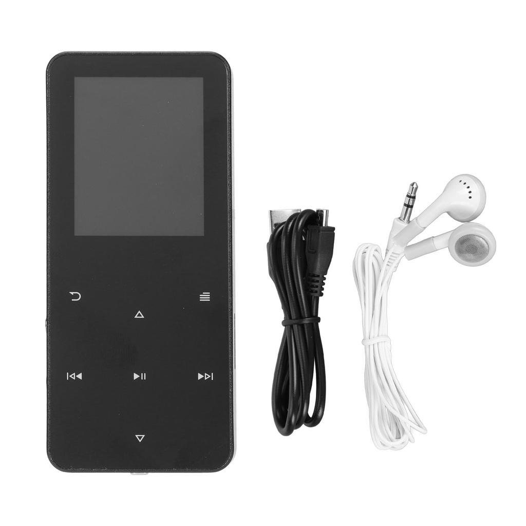 Portable MP3 Player with Bluetooth, 1.8-inch, Built-in HD Speakers, FM Radio, E-Book, HiFi Sound, Mini Design, for Sports and Running (Black)