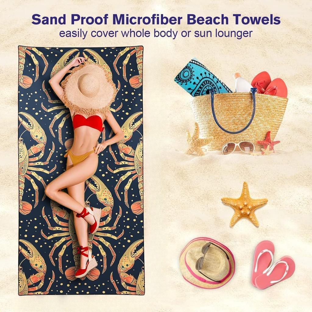 1PC Lobsters Pattern Beach Towel for Family Stuffs Friends Gifts Quick-Dry Sand Free For Bath Yoga Beach Camping Swimming GYM