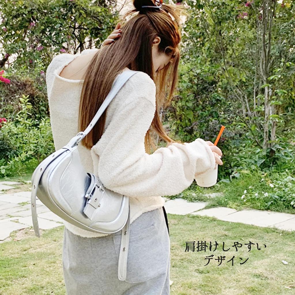 Hobo shoulder silver mine ballet horizontal cute [Lapimou] bag, bag, horizontal, ribbon, ladies' handbag, bag, type, Y2K, core, bag, black, silver,