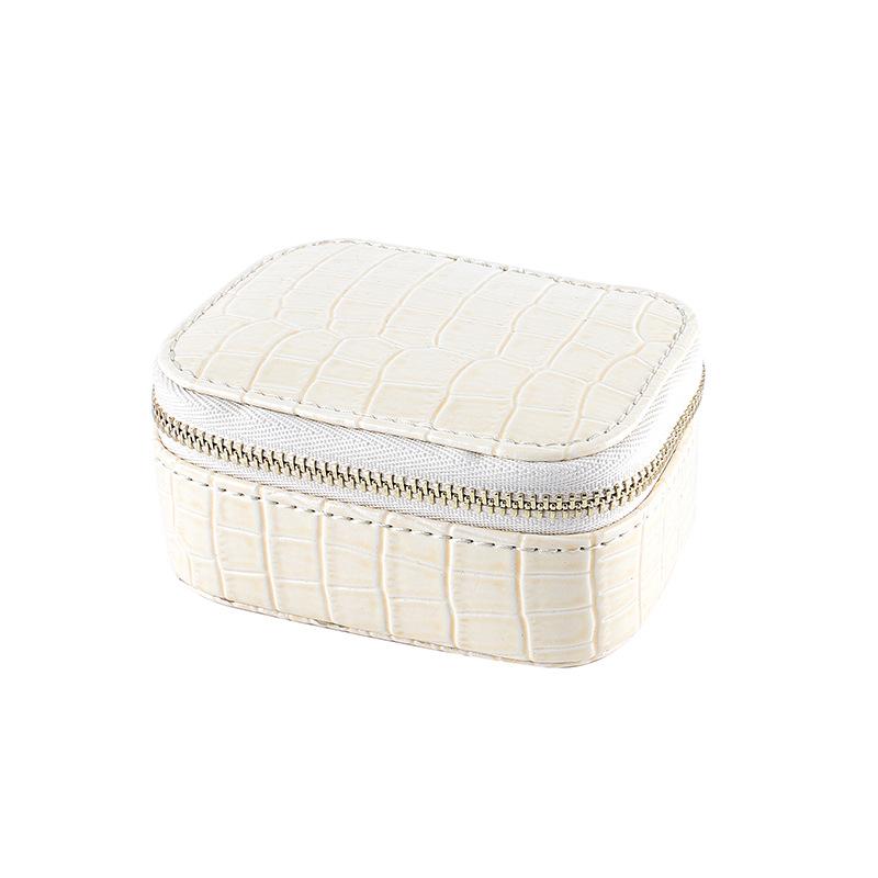 PU Leather Portable Jewelry Box with Zipper - Bracelet, Earrings, Ring Storage