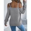 Women S Solid Off Shoulder Lantern Sleeve Pullover Sweater