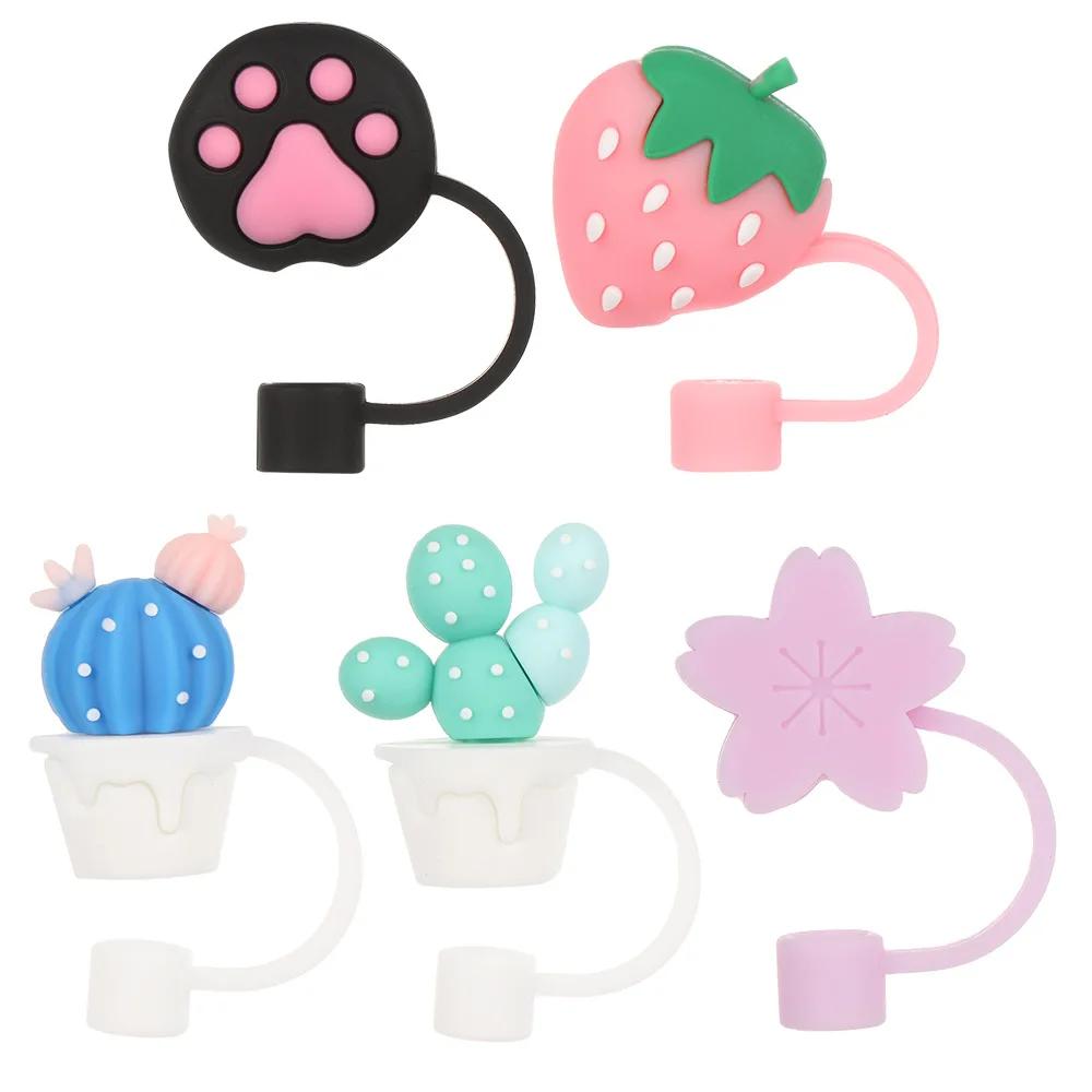 Creative Silicone Straw Plug Reusable Drinking Dust Cap Glass Cup Accessories Splash Proof Cartoon Straw Plugs Tips Cover