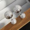 Huitan Fashion Women Stud Earrings Double Ball Design Party Wedding Gorgeous Accessories Daily Jewelry Full Shining CZ for LadyGood Product