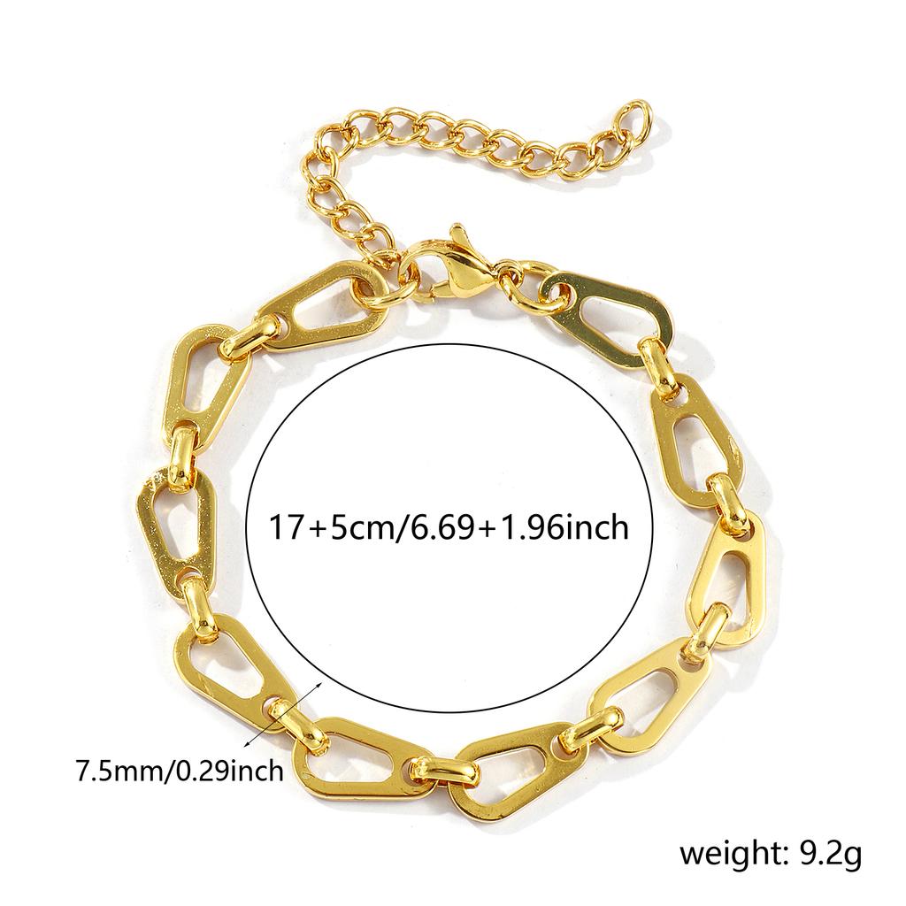 1 Piece Stylish Exquisite 18K Gold Plated 304 Stainless Steel Handmade Link Chain Bracelets For Women Gift 17cm(6.7") long